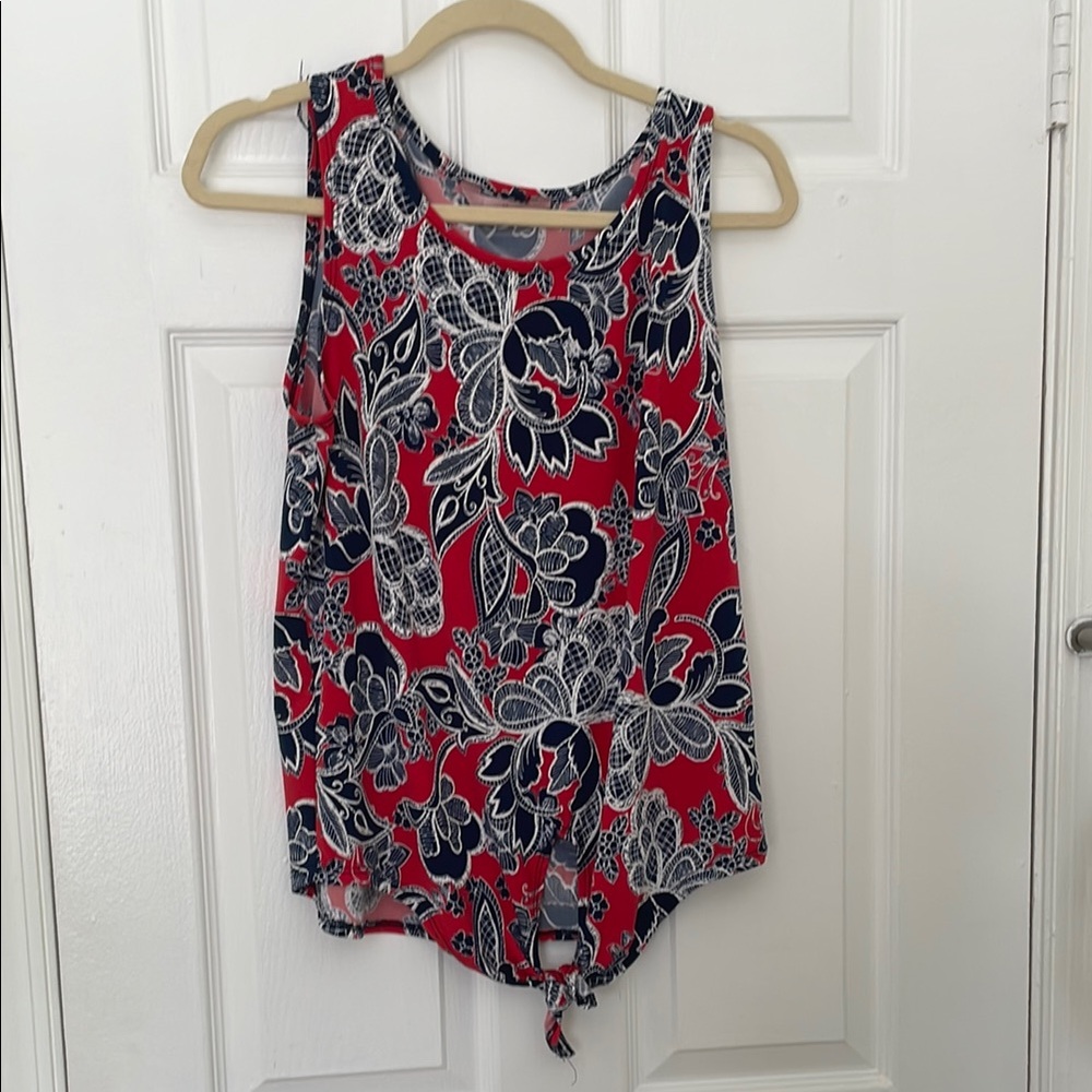 SJS Red White Blue Sleeveless tie front  Tank Top